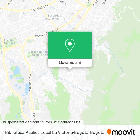 Mapa de Biblioteca Publica Local La Victoria-Bogotá