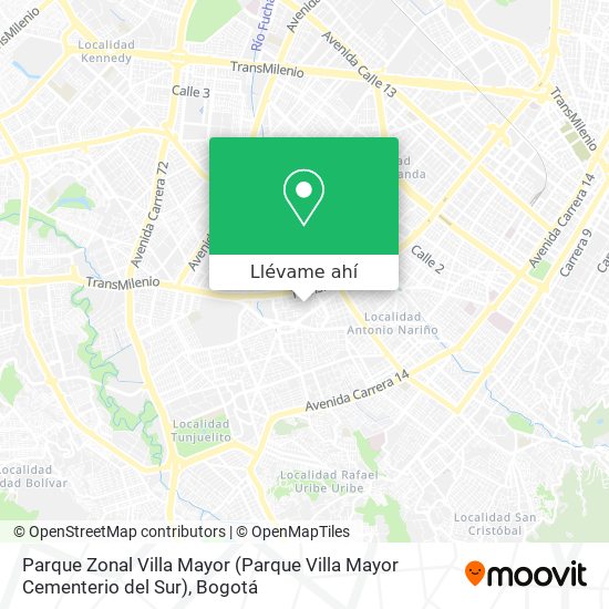 Mapa de Parque Zonal Villa Mayor (Parque Villa Mayor Cementerio del Sur)
