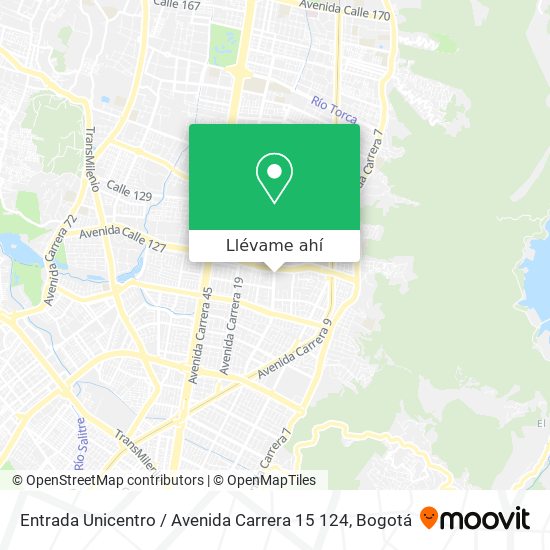 Mapa de Entrada Unicentro / Avenida Carrera 15 124