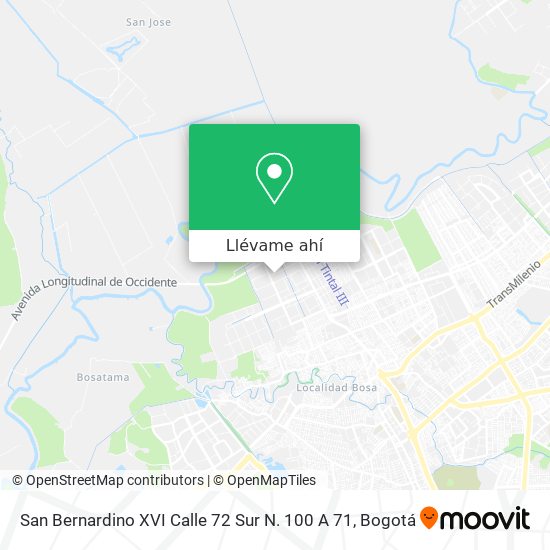 Mapa de San Bernardino XVI Calle 72 Sur N. 100 A 71