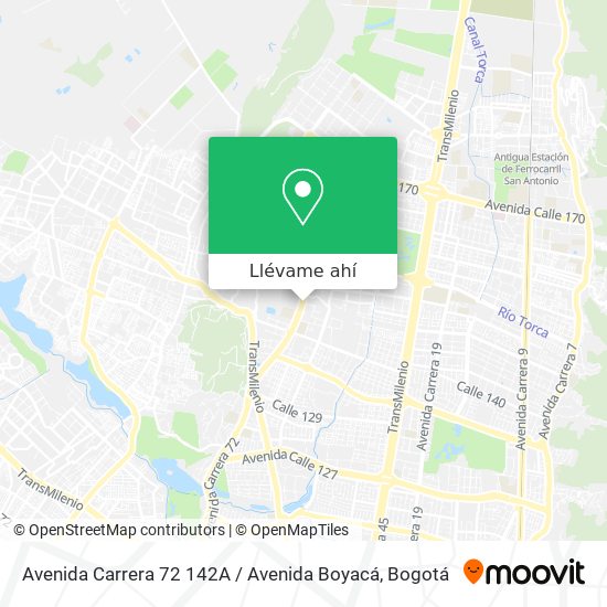 Mapa de Avenida Carrera 72 142A / Avenida Boyacá