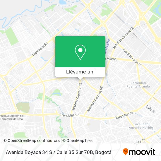 Mapa de Avenida Boyacá 34 S / Calle 35 Sur 70B