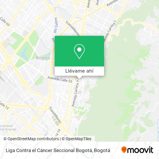 Mapa de Liga Contra el Cáncer Seccional Bogotá
