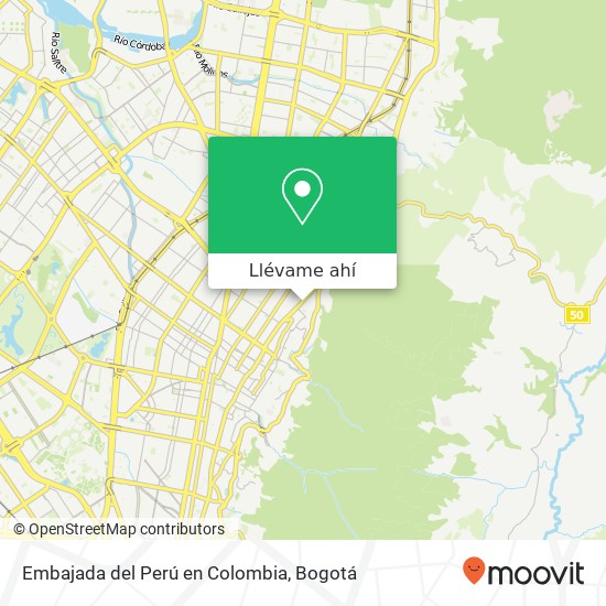 Mapa de Embajada del Perú en Colombia