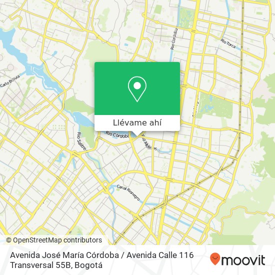Mapa de Avenida José María Córdoba / Avenida Calle 116 Transversal 55B