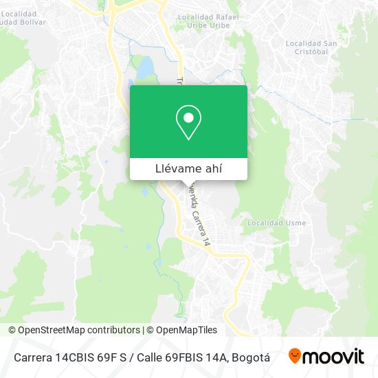 Mapa de Carrera 14CBIS 69F S / Calle 69FBIS 14A