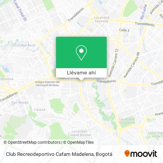 Mapa de Club Recreodeportivo Cafam Madelena