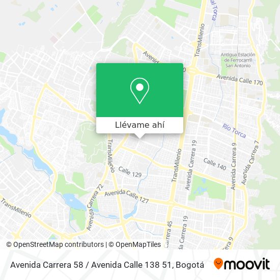 Mapa de Avenida Carrera 58 / Avenida Calle 138 51
