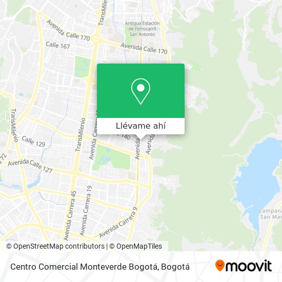 Mapa de Centro Comercial Monteverde Bogotá