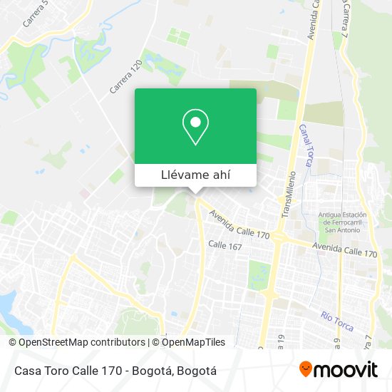 Mapa de Casa Toro Calle 170 - Bogotá