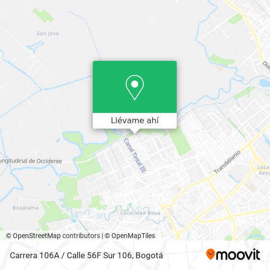 Mapa de Carrera 106A / Calle 56F Sur 106