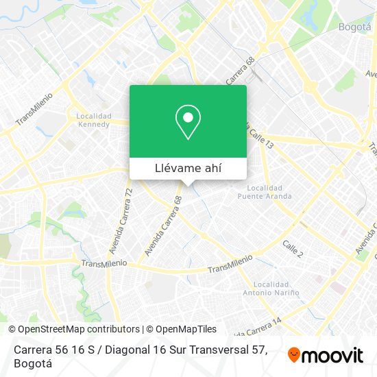 Mapa de Carrera 56 16 S / Diagonal 16 Sur Transversal 57