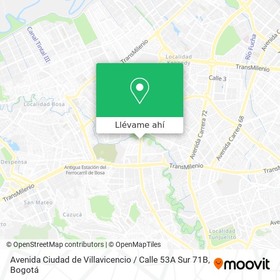 Mapa de Avenida Ciudad de Villavicencio / Calle 53A Sur 71B