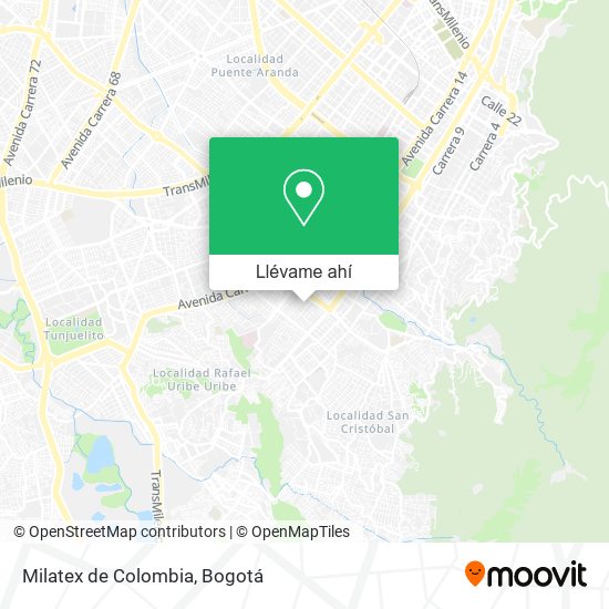 Mapa de Milatex de Colombia