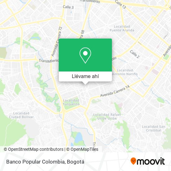 Mapa de Banco Popular Colombia