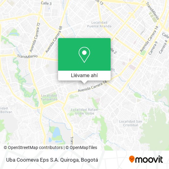 Mapa de Uba Coomeva Eps S.A. Quiroga