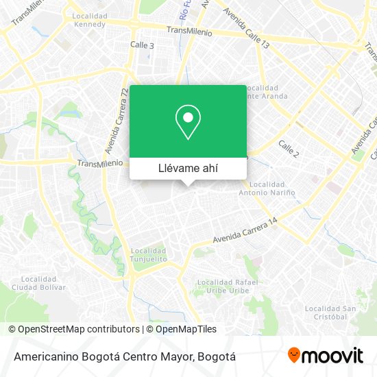 Mapa de Americanino Bogotá Centro Mayor