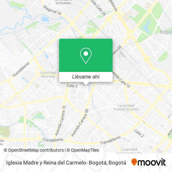 Mapa de Iglesia Madre y Reina del Carmelo- Bogotá
