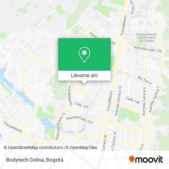 Mapa de Bodytech Colina