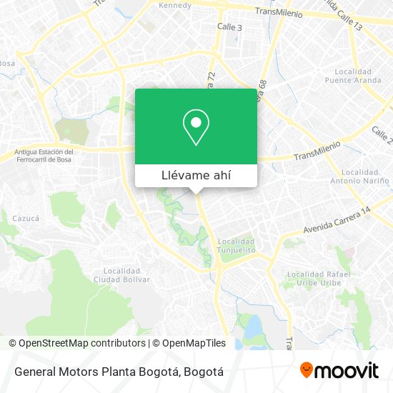 Mapa de General Motors Planta Bogotá