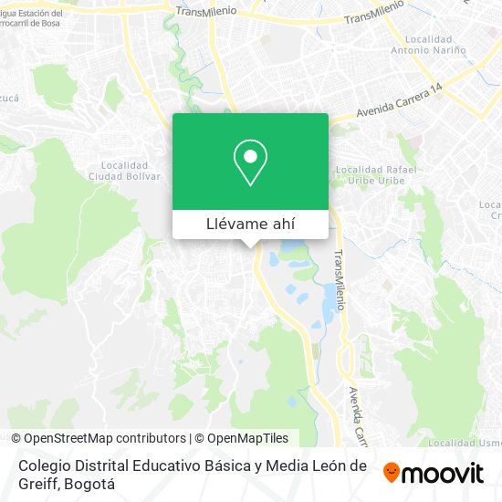 Mapa de Colegio Distrital Educativo Básica y Media León de Greiff