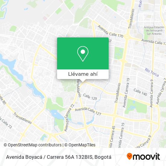 Mapa de Avenida Boyacá / Carrera 56A 132BIS