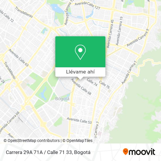 Mapa de Carrera 29A 71A / Calle 71 33