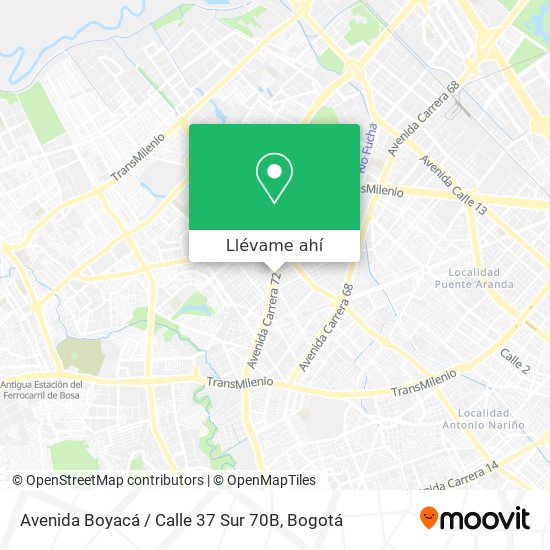 Mapa de Avenida Boyacá / Calle 37 Sur 70B