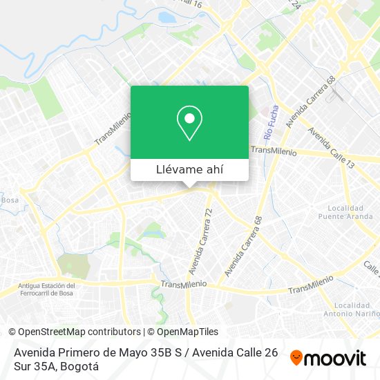 Mapa de Avenida Primero de Mayo 35B S / Avenida Calle 26 Sur 35A