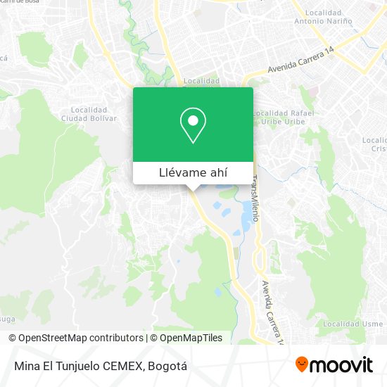 Mapa de Mina El Tunjuelo CEMEX