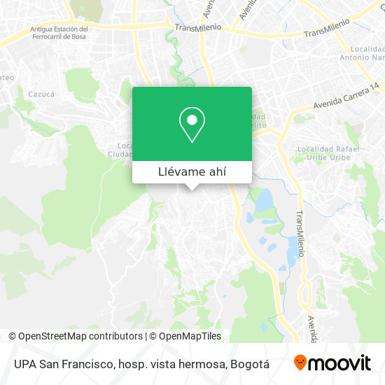 Mapa de UPA  San Francisco, hosp. vista hermosa