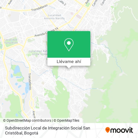 Mapa de Subdirección Local de Integración Social San Cristóbal