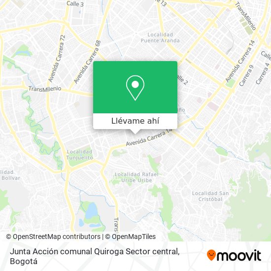 Mapa de Junta Acción comunal Quiroga Sector central