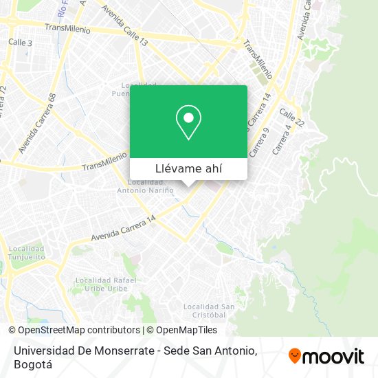 Mapa de Universidad De Monserrate - Sede San Antonio