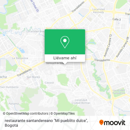 Mapa de restaurante santandereano "Mi pueblito dulce"