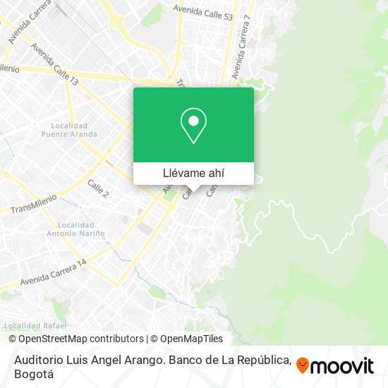 Mapa de Auditorio Luis Angel Arango. Banco de La República
