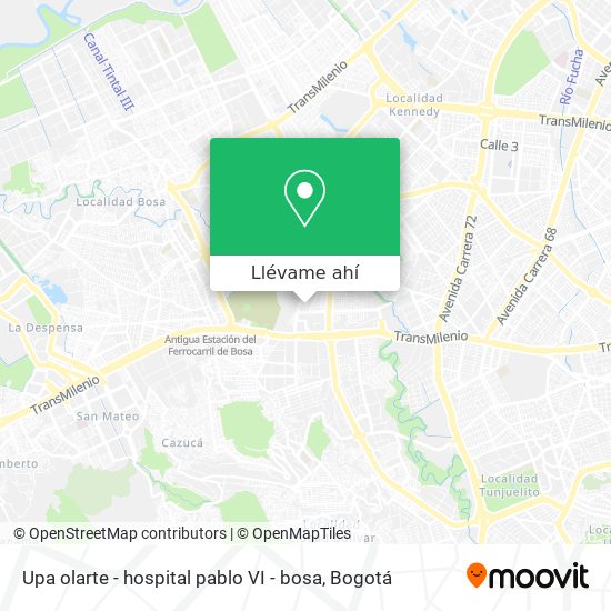 Mapa de Upa olarte - hospital pablo VI - bosa