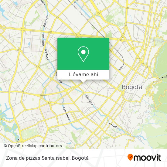 Mapa de Zona de pizzas Santa isabel