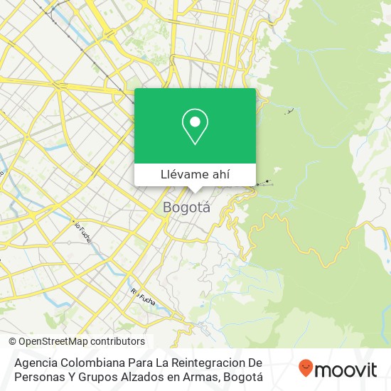 Mapa de Agencia Colombiana Para La Reintegracion De Personas Y Grupos Alzados en Armas