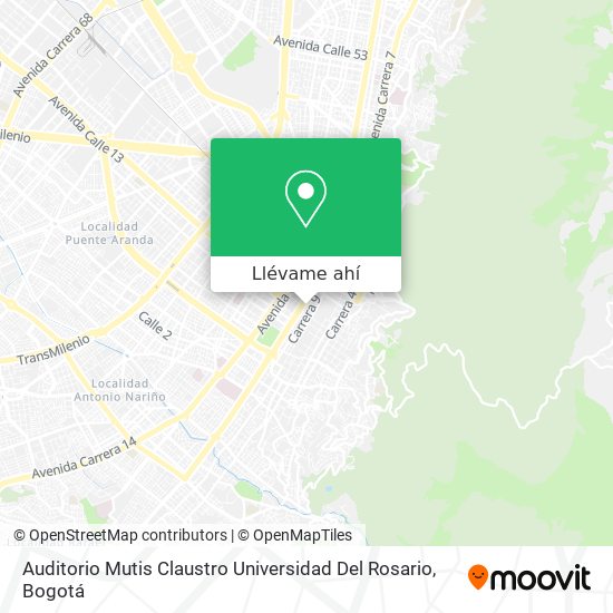 Mapa de Auditorio Mutis Claustro Universidad Del Rosario