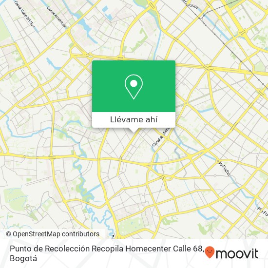 Mapa de Punto de Recolección Recopila Homecenter Calle 68