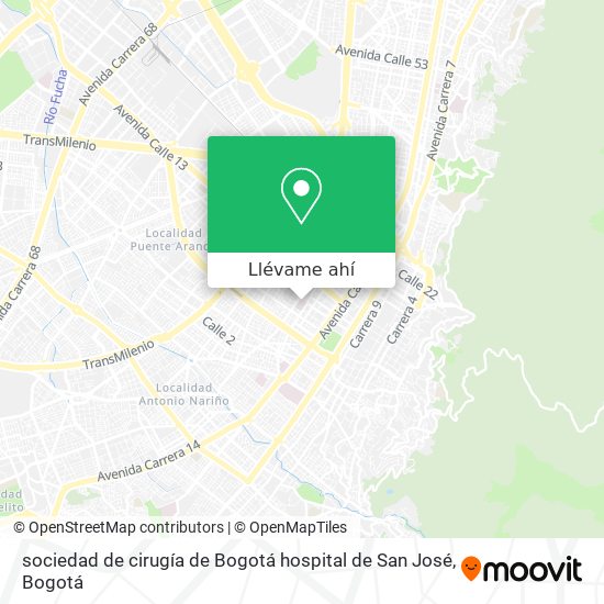 Mapa de sociedad de cirugía de Bogotá hospital de San José
