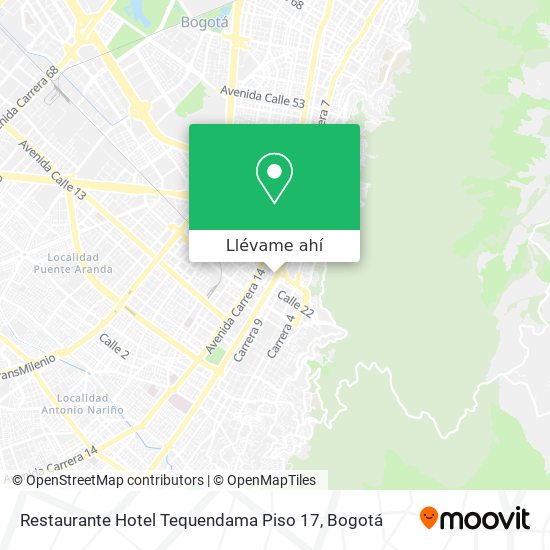 Mapa de Restaurante Hotel Tequendama Piso 17