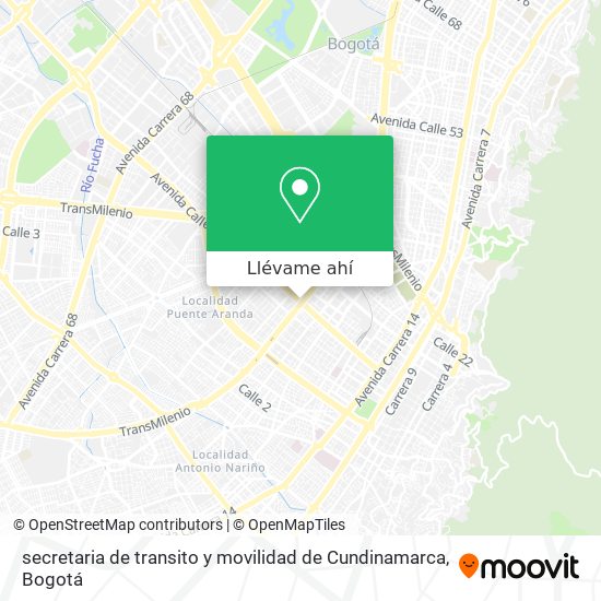 Mapa de secretaria de transito y movilidad de Cundinamarca