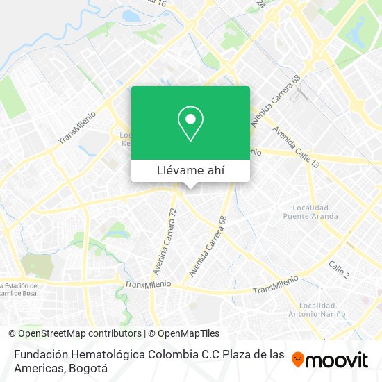 Mapa de Fundación Hematológica Colombia C.C Plaza de las Americas