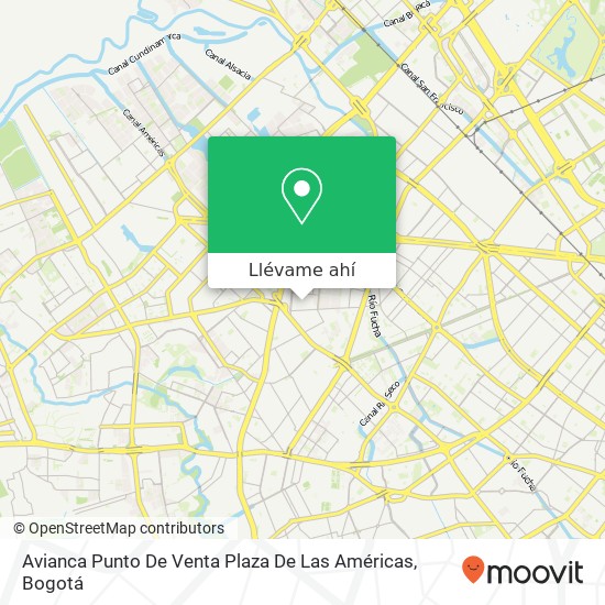 Mapa de Avianca Punto De Venta Plaza De Las Américas