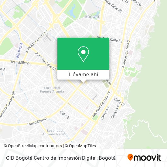 Mapa de CID Bogotá  Centro de Impresión Digital