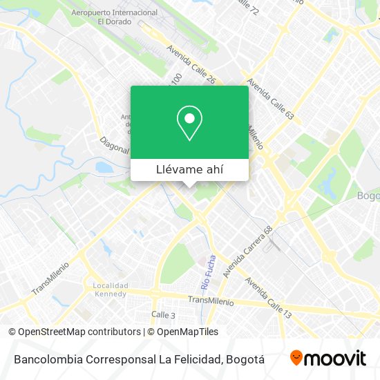 Mapa de Bancolombia Corresponsal La Felicidad