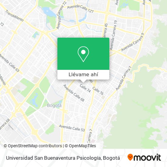 Mapa de Universidad San Buenaventura Psicología