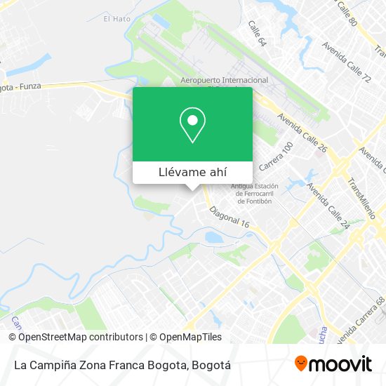Mapa de La Campiña Zona Franca Bogota